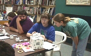 Mette showing how to assemble the Menger sponge